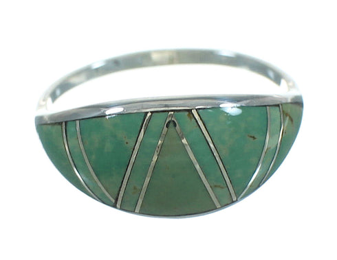 Southwest Authentic Sterling Silver Turquoise Inlay Ring Size 5-3/4 AX80784